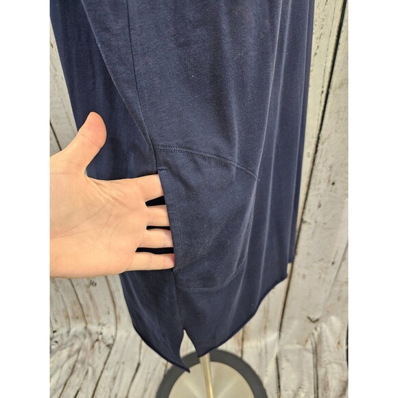 ATM M Pima Cotton Jersey Knit V-Neck Tank Shift Dress Pockets Black Stretch EUC - Picture 3 of 9